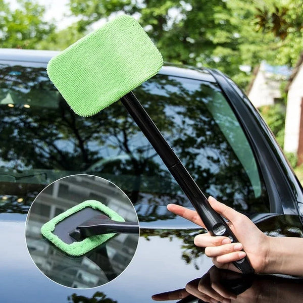 JUSTTOP Windshield Cleaning Tool, Car Window Cleaner with  Unbreakable Extendable Long-Reach Handle and Washable Reusable Microfiber  Cloth, Car Exterior Accessories, Green : Automotive